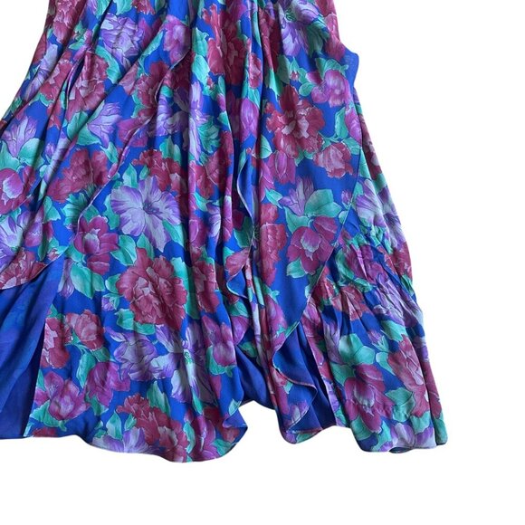 Diane Freis Vintage Floral Dress Beaded Long Sleeve 100% Silk Dancing Size Large - Picture 6 of 12